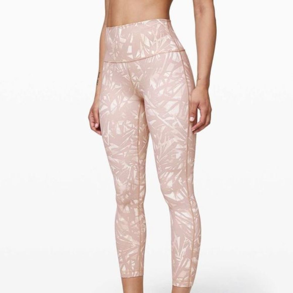 Lululemon Athletica Wunder Under High-Rise Tight 25" Shadow Leaf Light Ivory Mus